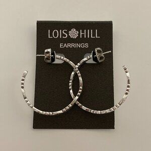 Lois Hill Sterling Silver Hand-Carved Hoop Earrings – 35mm, Like New